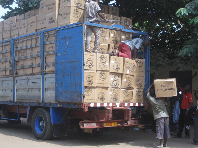 Shoeboxes for distribution